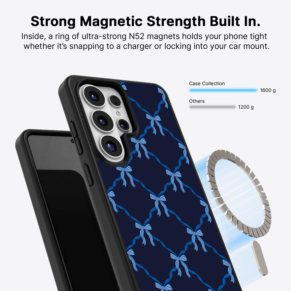 Samsung Galaxy S26 Ultra Qi2 magnetic case with N52 magnets – Azure Elegance design