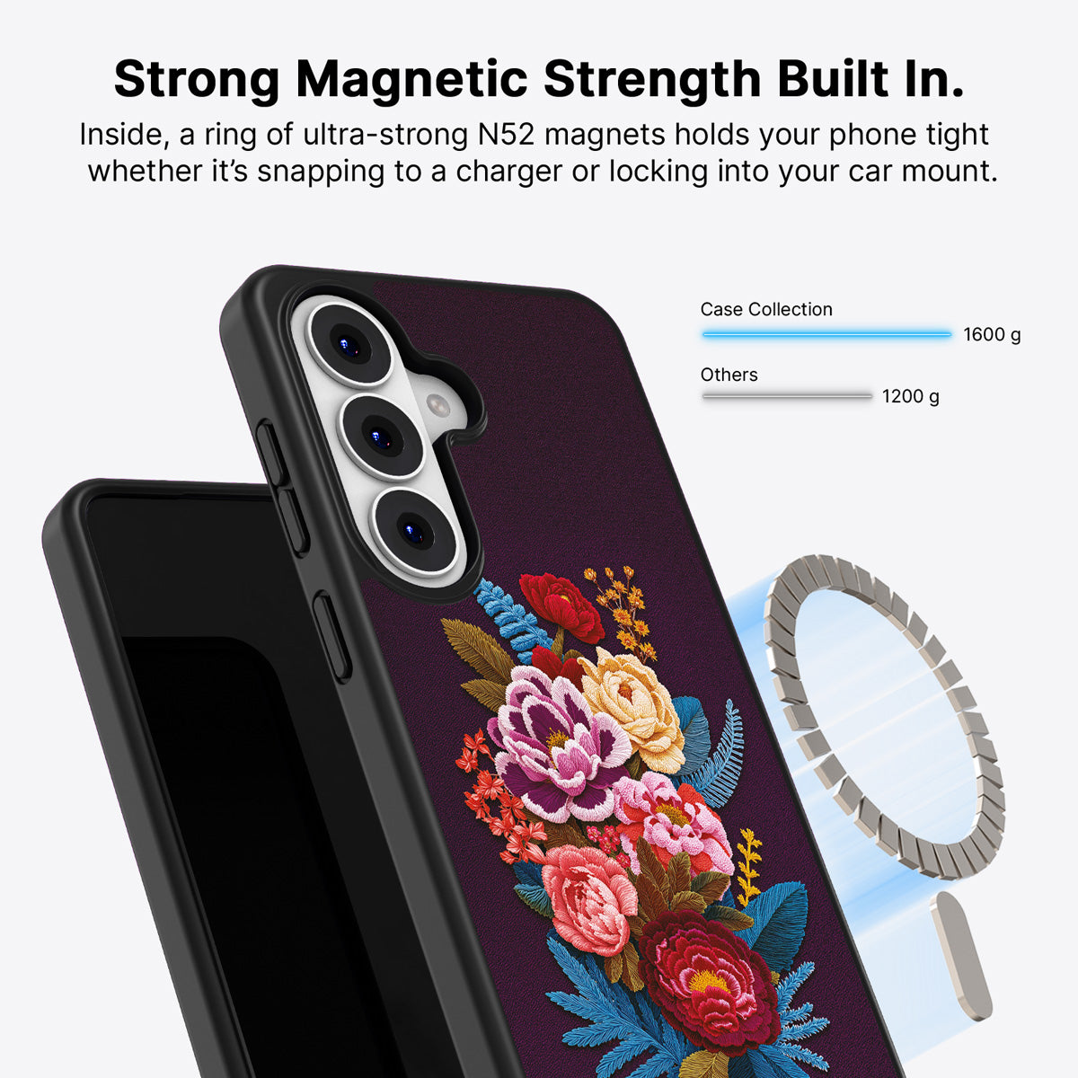 Samsung Galaxy S26 Plus Qi2 magnetic case with N52 magnets – Baroque Bloom design