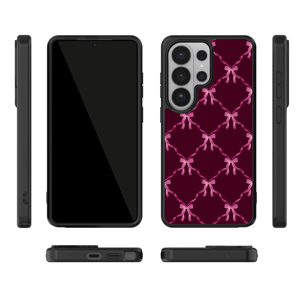 Bordeaux Bow Samsung Galaxy S26 Ultra case – multi-angle view