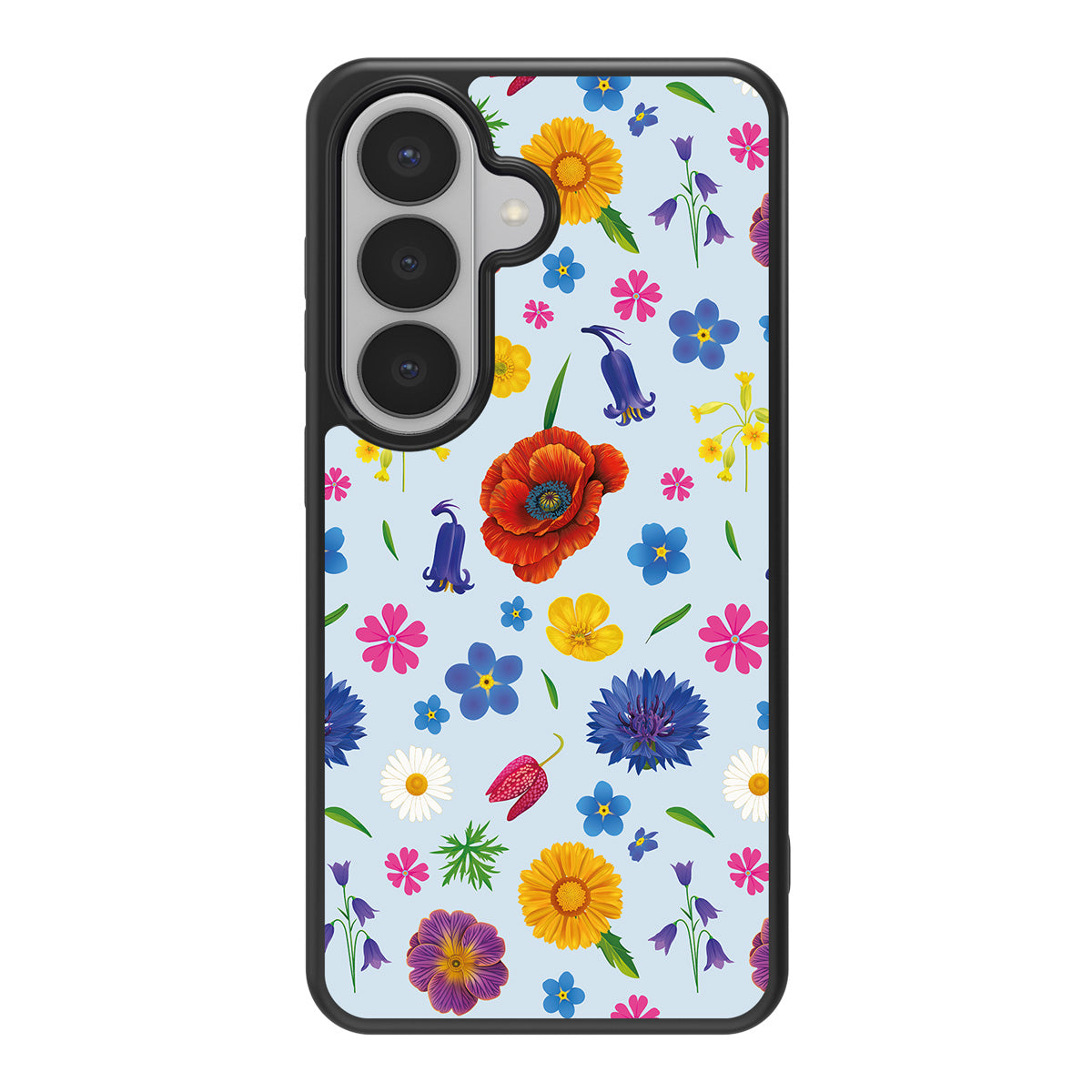 British Wildflowers design back view – Samsung Galaxy S26 case