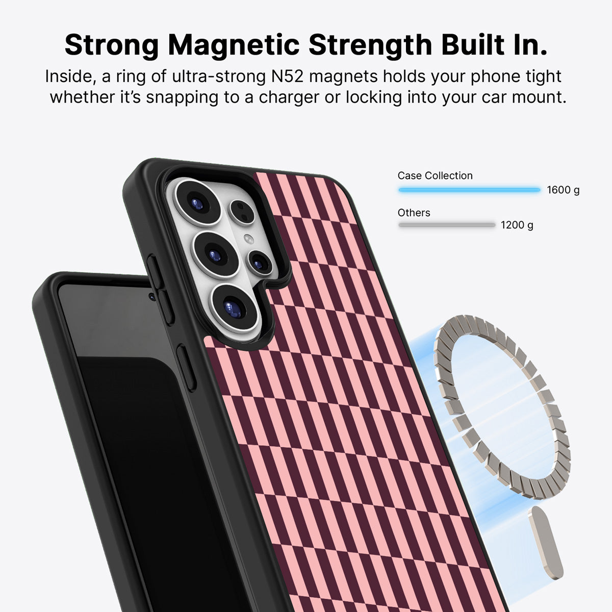 Samsung Galaxy S26 Ultra Qi2 magnetic case with N52 magnets – Claret Stack design