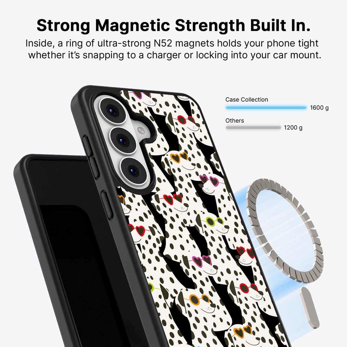 Samsung Galaxy S26 Qi2 magnetic case with N52 magnets – Dalmatian Dog design