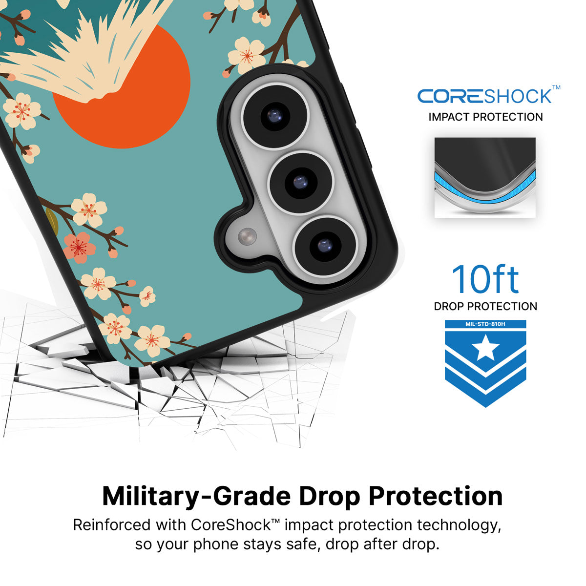Fuji Cats Samsung Galaxy S26 case with 10ft military-grade drop protection