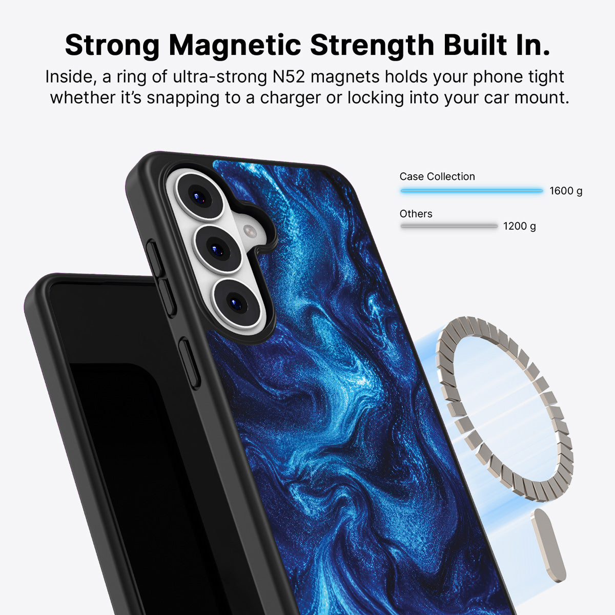 Samsung Galaxy S26 Plus Qi2 magnetic case with N52 magnets – Indigo Impasto design