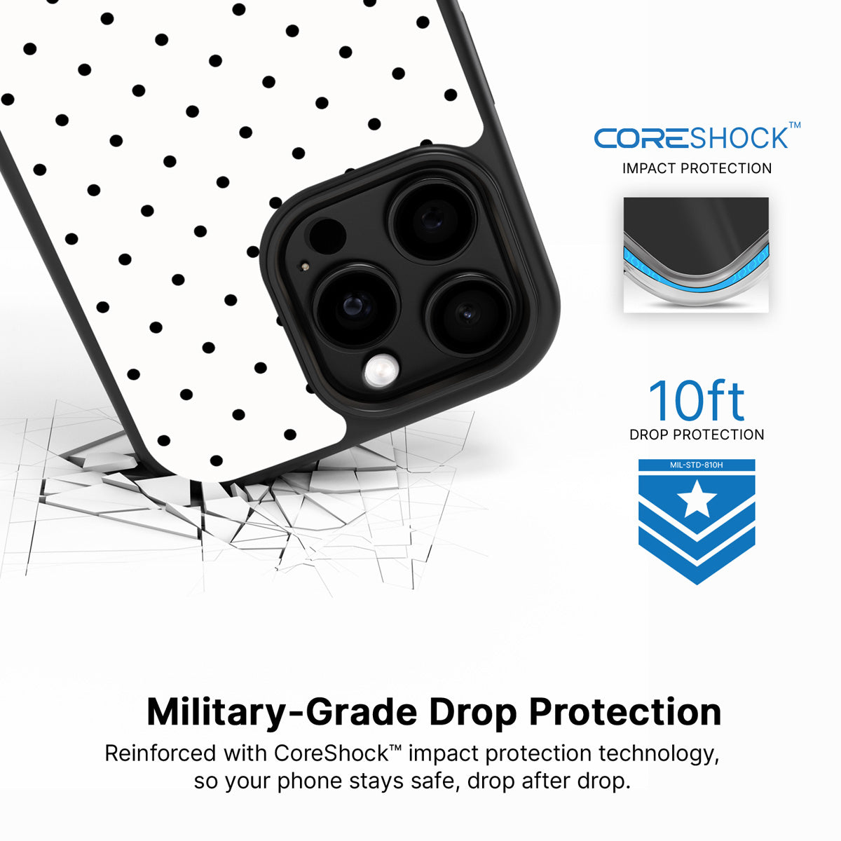 Ivory Sprinkle iPhone 13 Pro case with drop protection