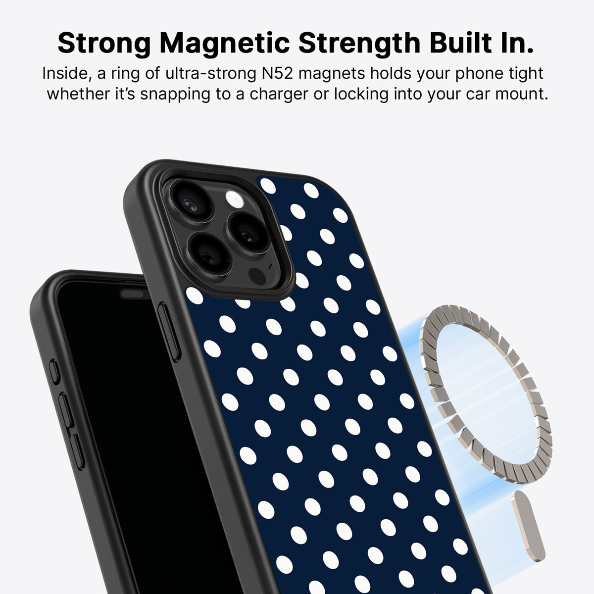 Navy Polka Dot iPhone 13 Pro Max Case – Deep Sea | MagSafe