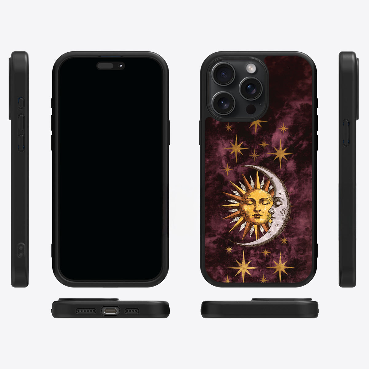 Sun and Moon iPhone 13 Pro Max case cover – multi-angle view