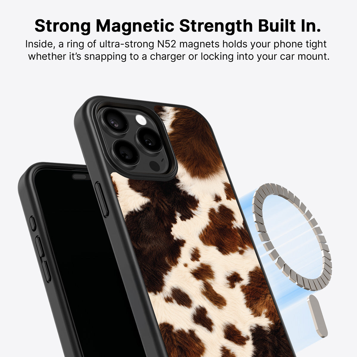 Cowhide Designer iPhone 13 Pro Max Case – Swiss Cow | MagSafe