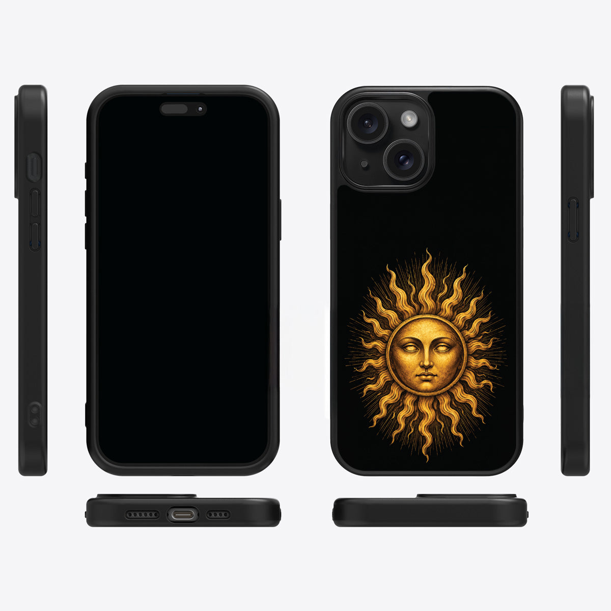 Celestial Sun iPhone 14 case cover – multi-angle view