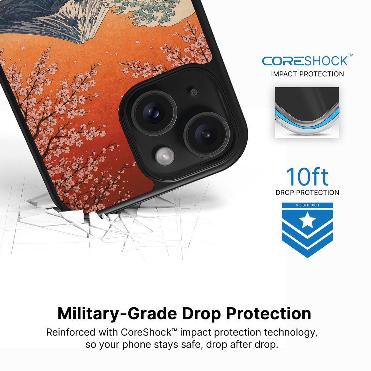 Sakura Coast iPhone 14 case with drop protection