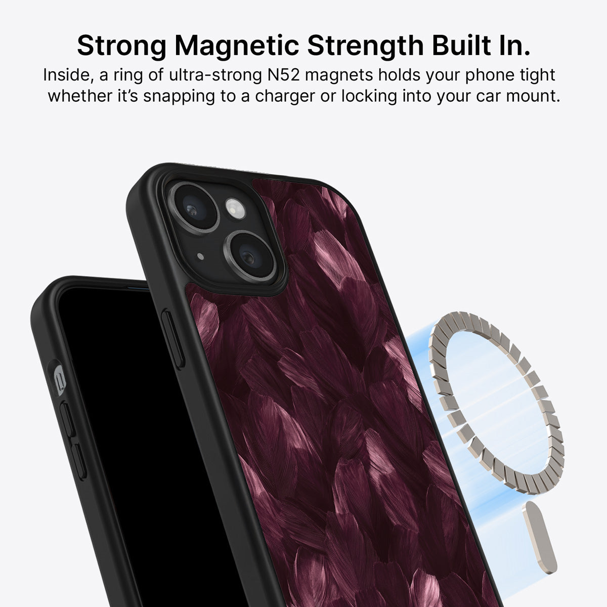 iPhone 14 MagSafe case – Wine Plumage design