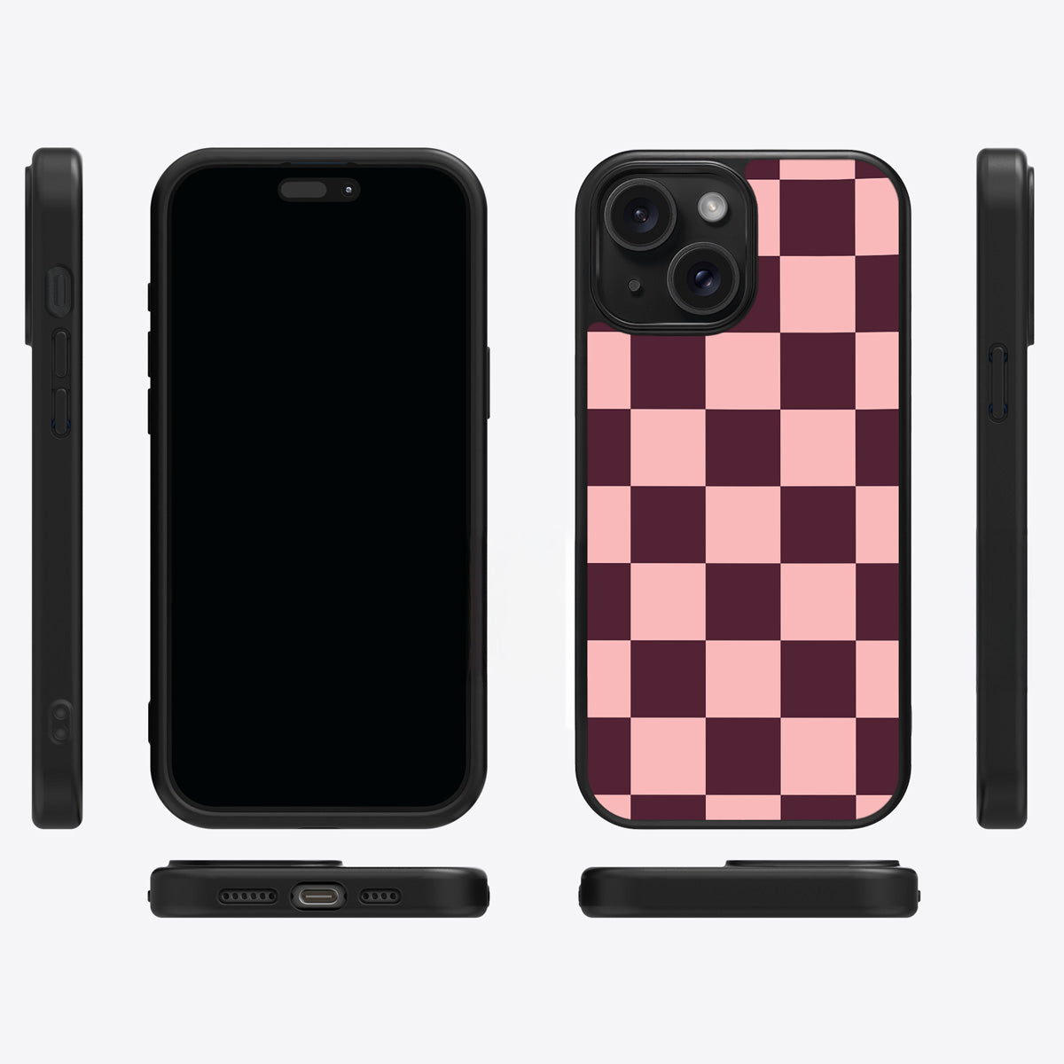 Claret Tile iPhone 14 Plus case cover – multi-angle view