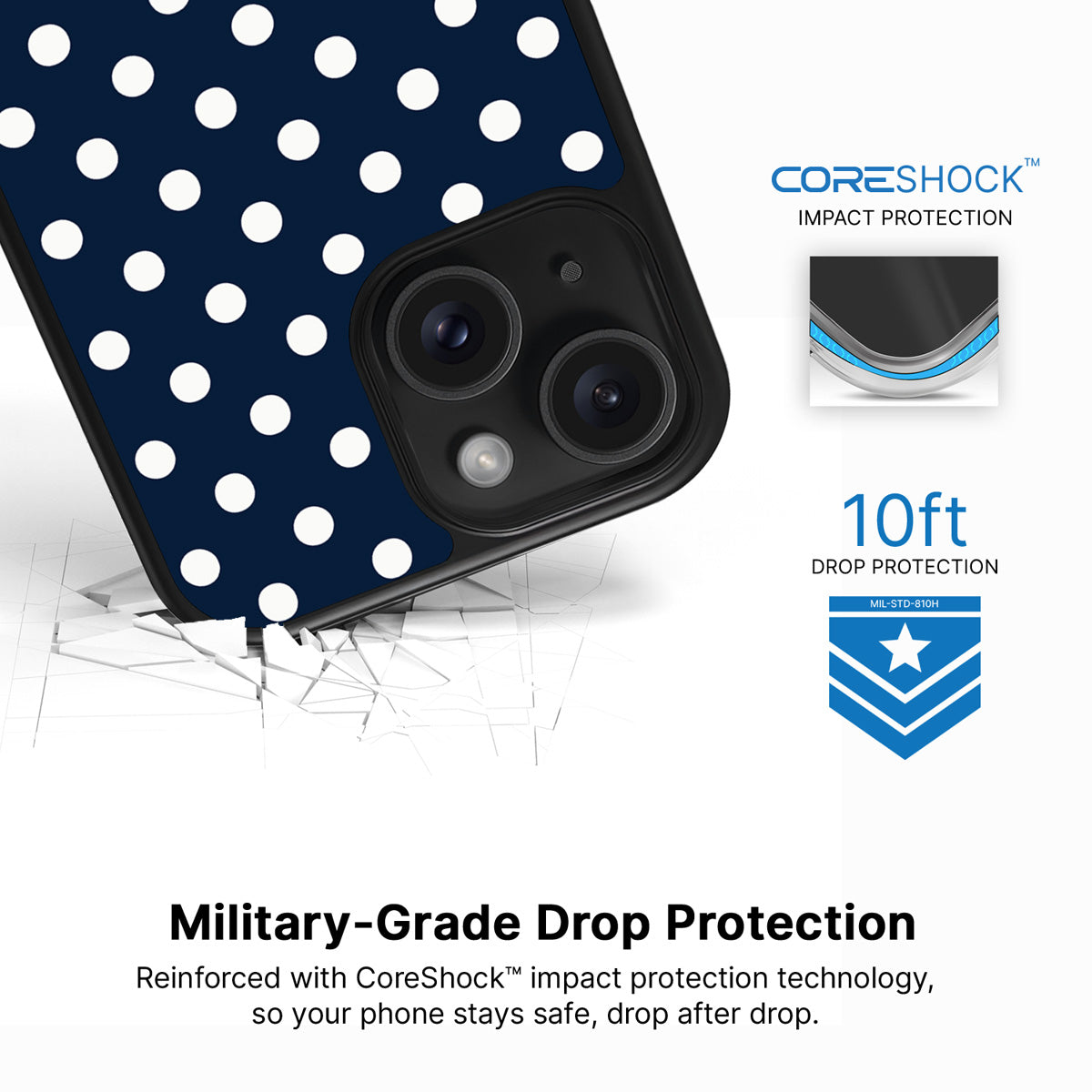 Navy Polka Dot iPhone 14 Plus Case – Deep Sea | MagSafe — view 5