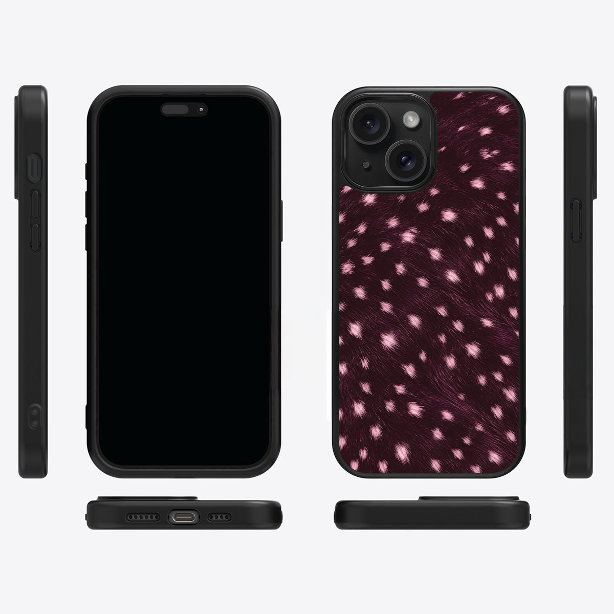 Fawn Spots iPhone 14 Plus case cover – multi-angle view