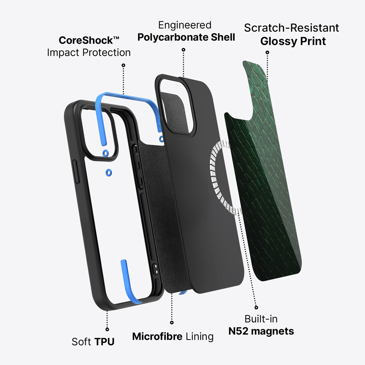 Green Designer iPhone 14 Plus Case – Slytherin Senses | MagSafe — view 3
