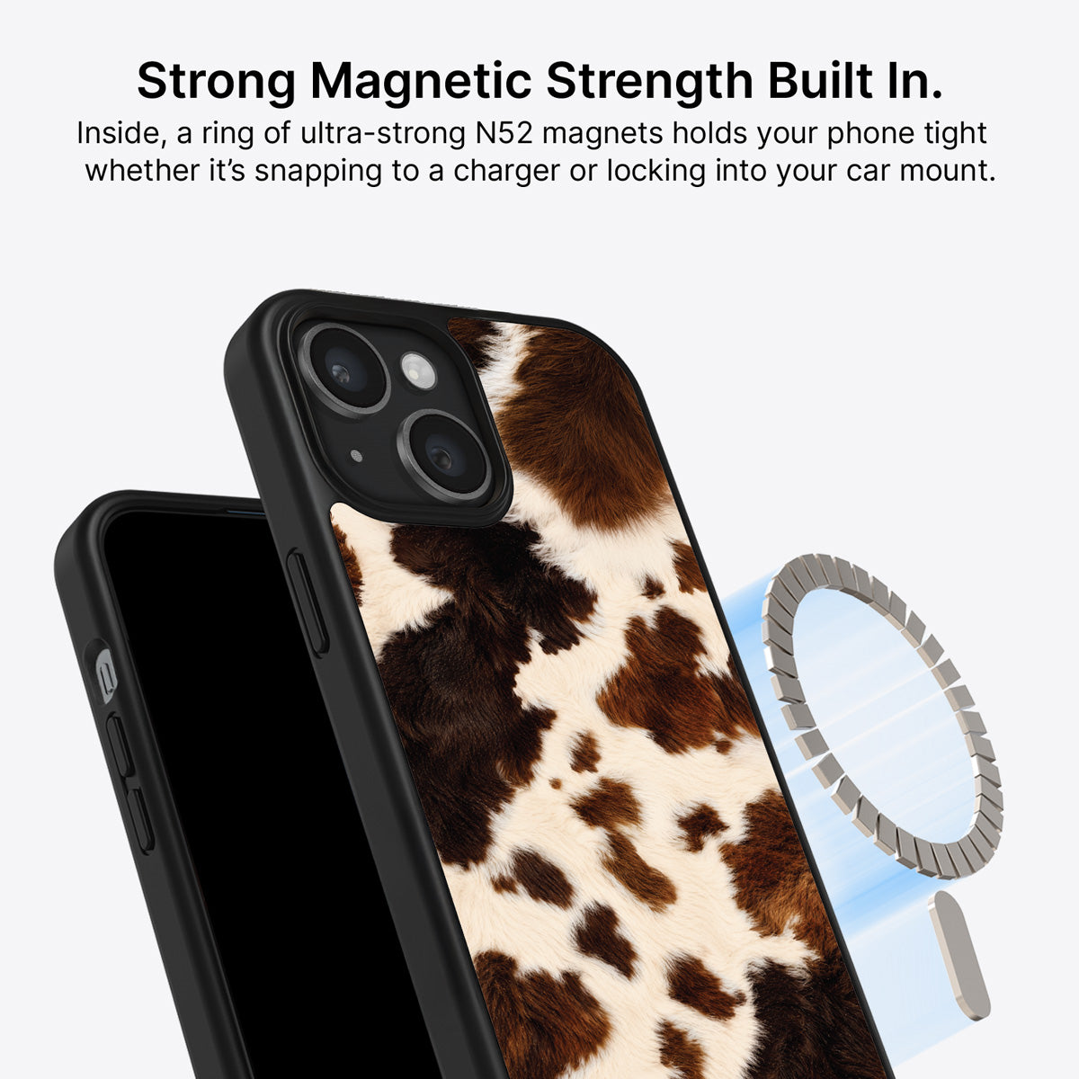 Cowhide Designer iPhone 14 Plus Case – Swiss Cow | MagSafe — view 4