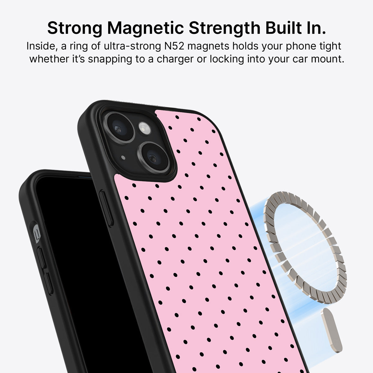 Pink Polka Dot iPhone 14 Plus Case – Veloria | MagSafe — view 4