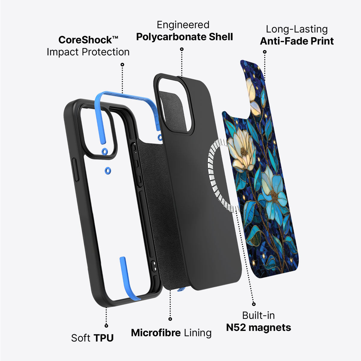 iPhone 14 Pro Case with MagSafe – Midnight Magnolia