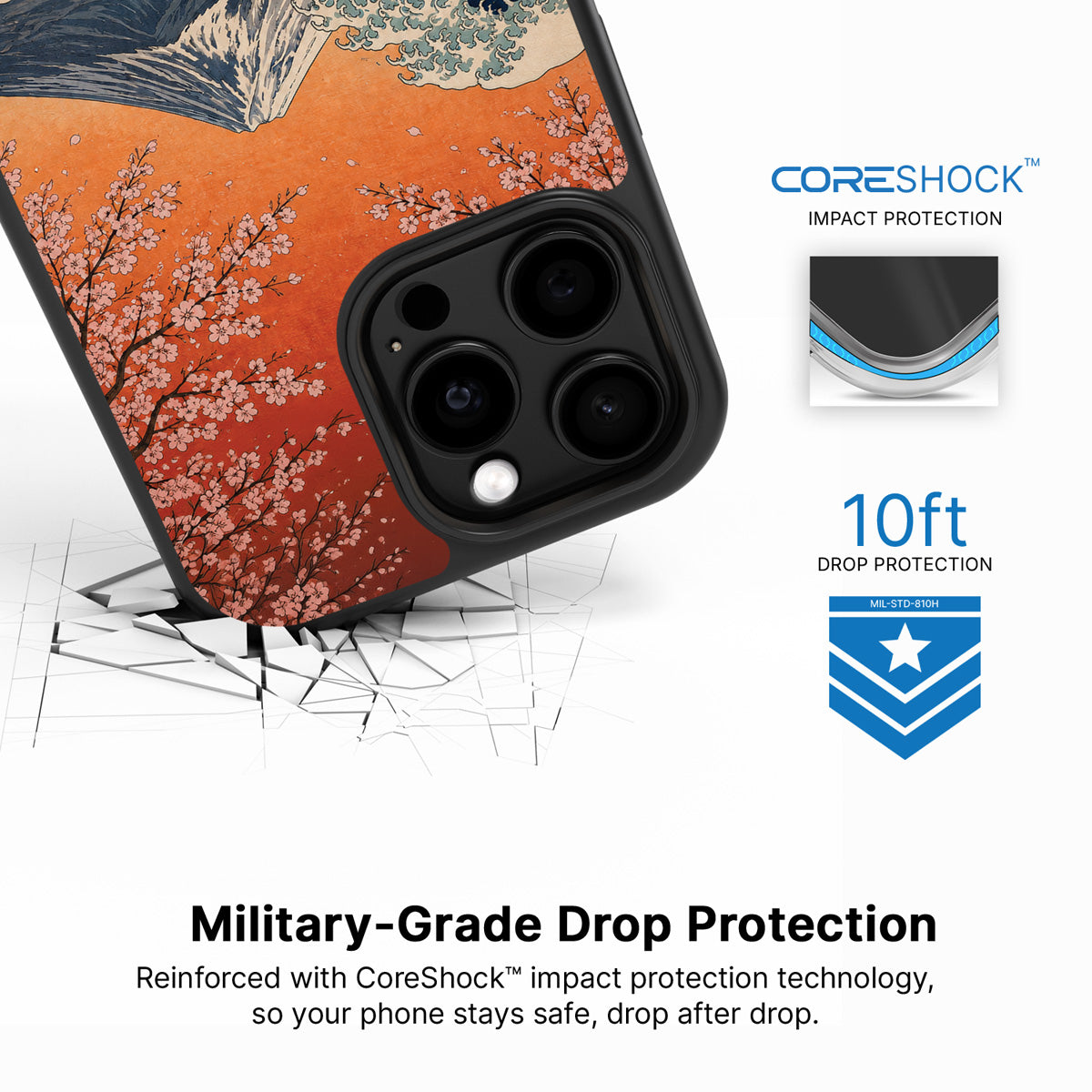 Sakura Coast iPhone 14 Pro case with drop protection