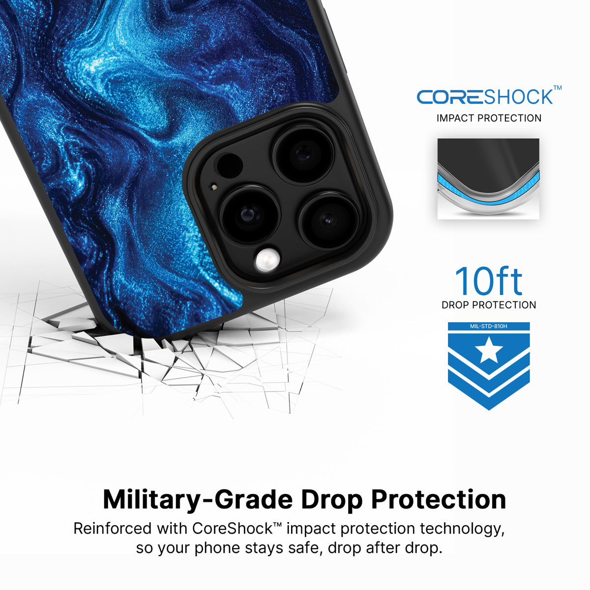 Blue Marble Designer iPhone 14 Pro Max Case – Indigo Impasto | MagSafe