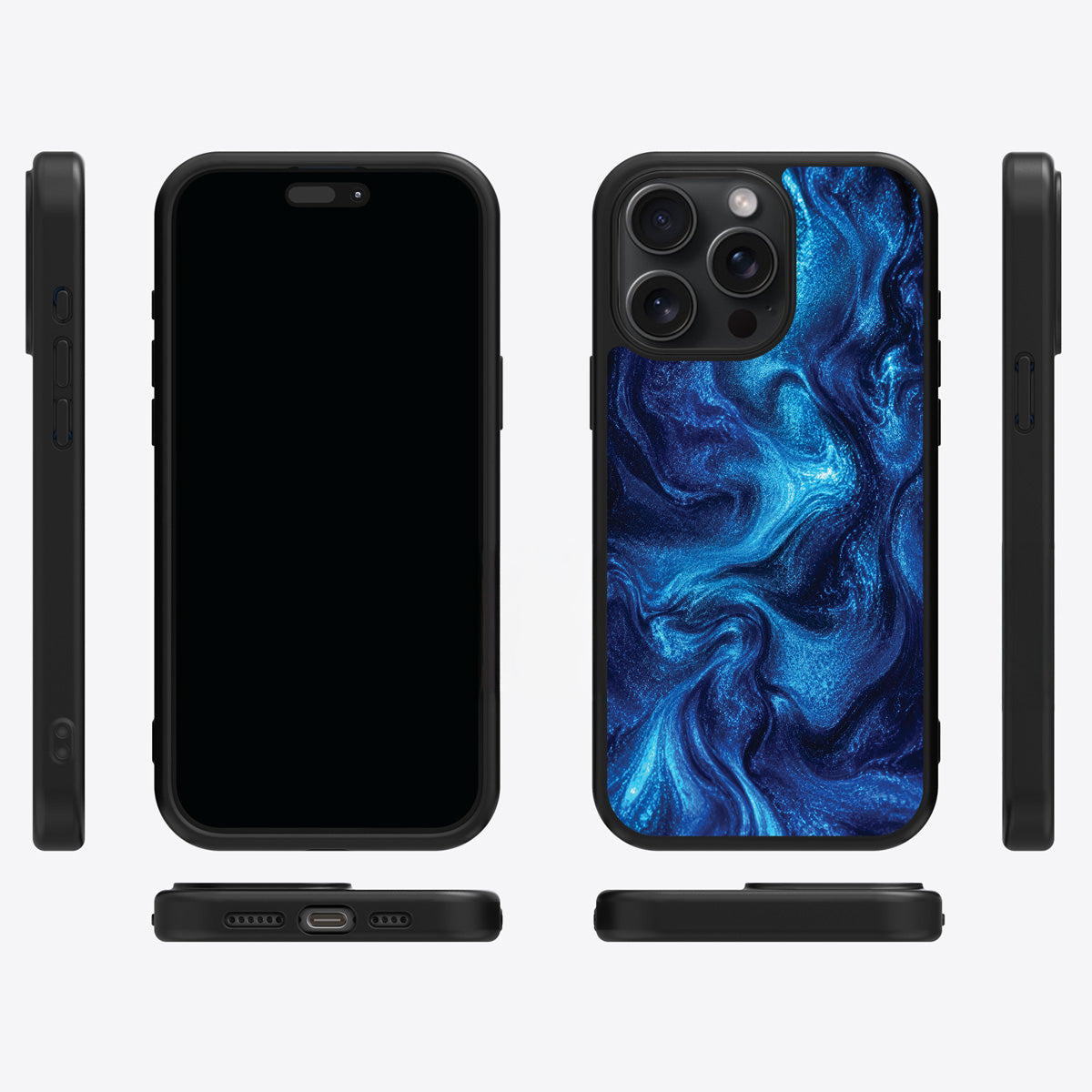 Blue Marble Designer iPhone 14 Pro Max Case – Indigo Impasto | MagSafe