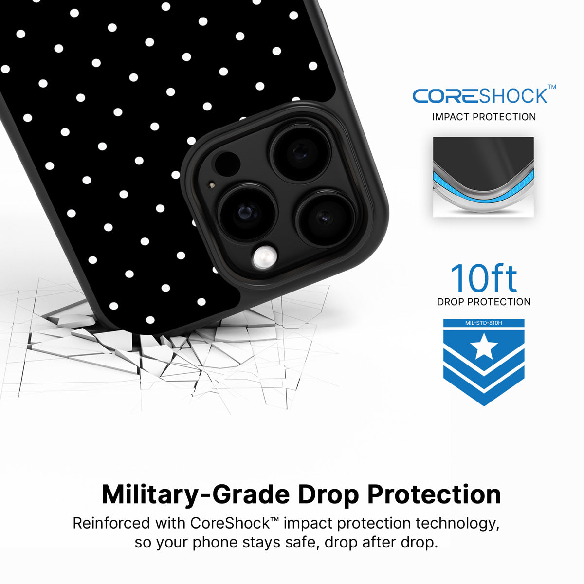 Midnight Confetti iPhone 14 Pro Max case with drop protection