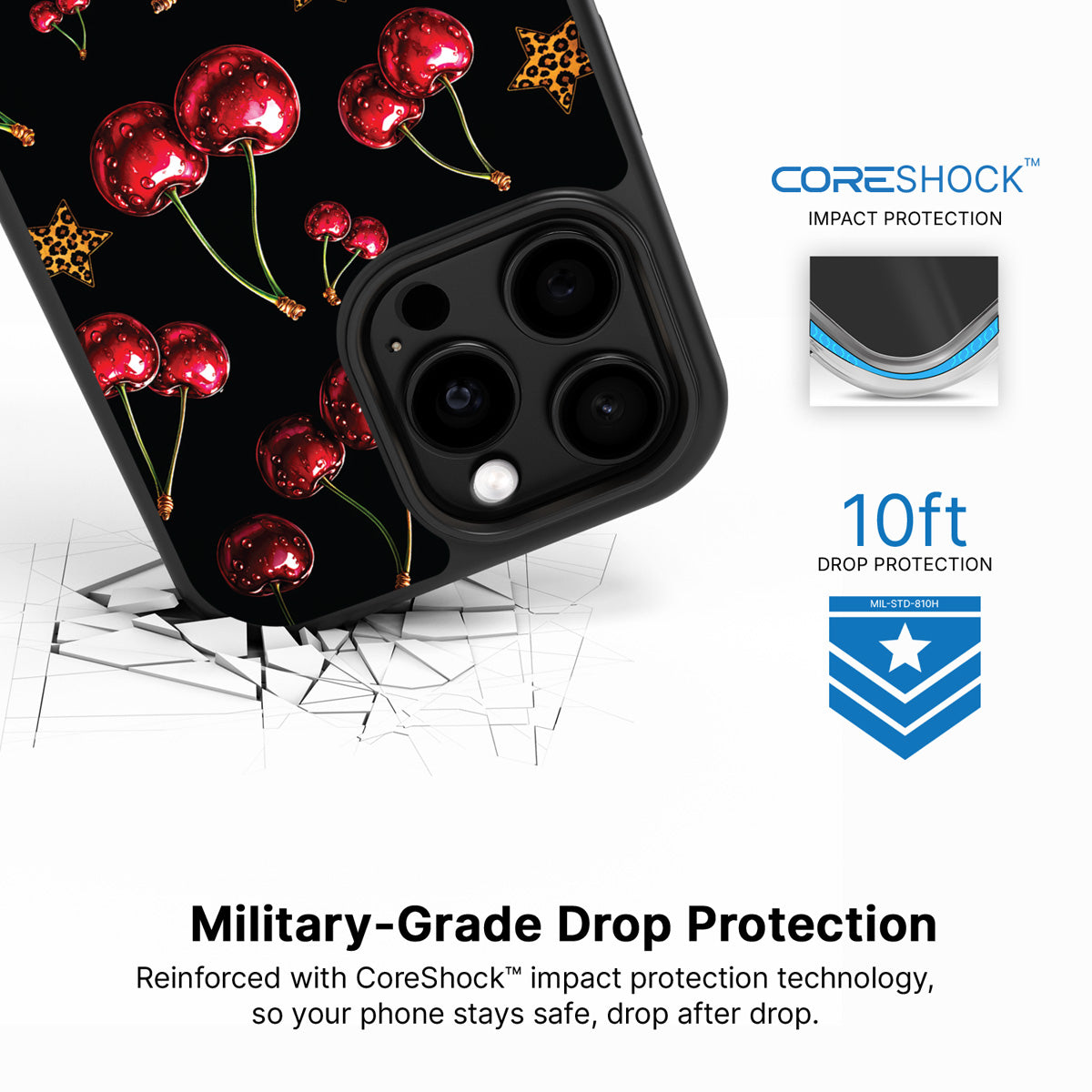 Rebel Cherry iPhone 14 Pro Max case with drop protection