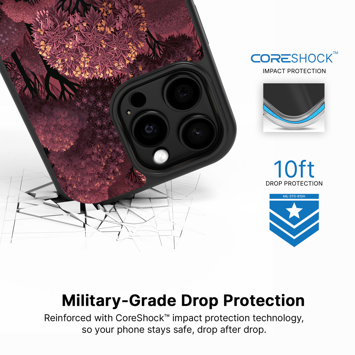Velvet Reverie iPhone 14 Pro Max case with drop protection