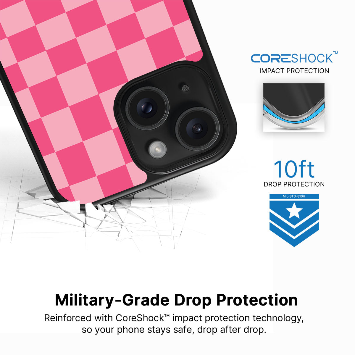 Candy Check iPhone 15 case with drop protection