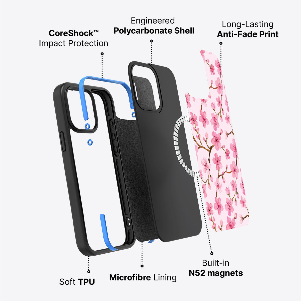iPhone 15 case construction – Cherry Blossom phone case