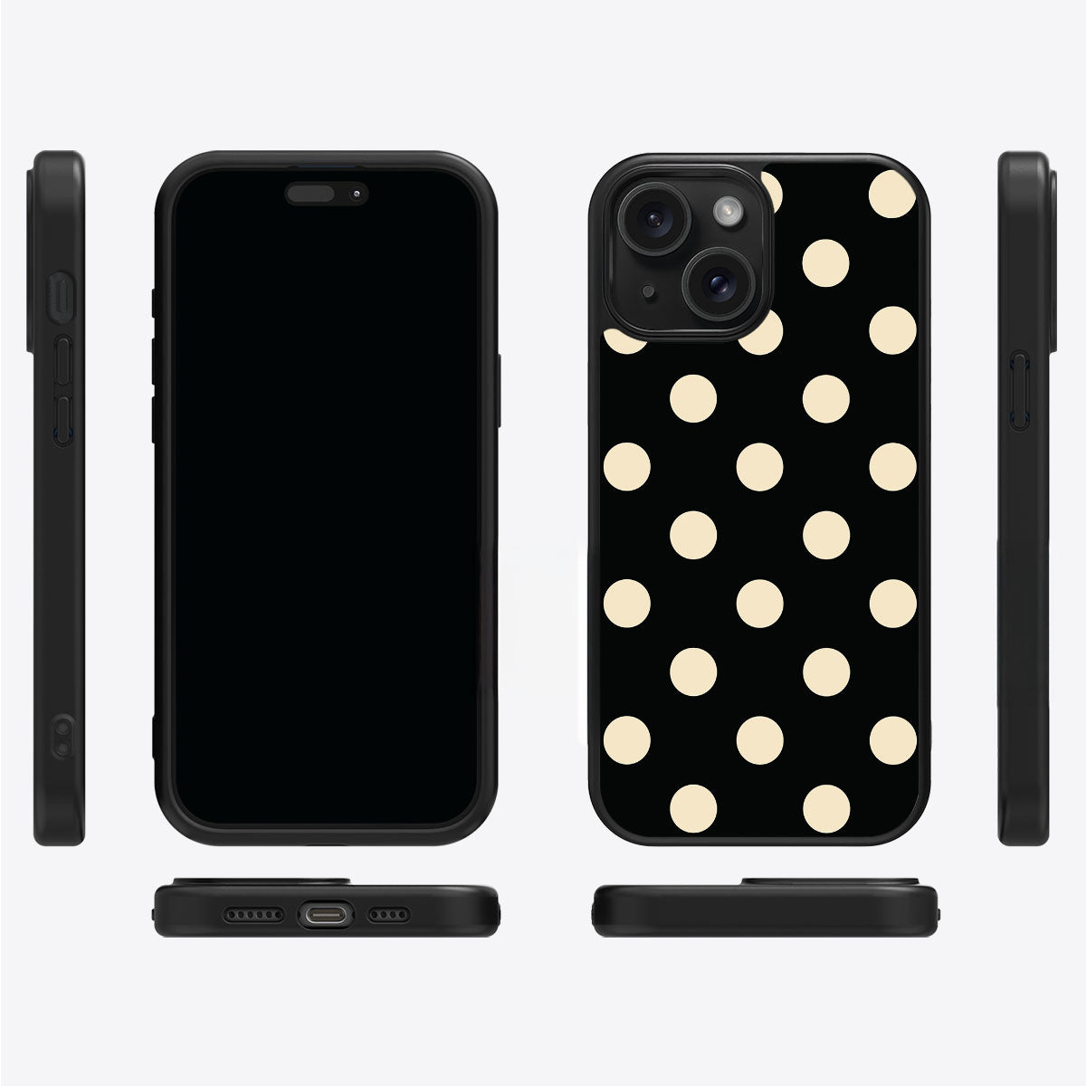 Noir Cream iPhone 15 case cover – multi-angle view