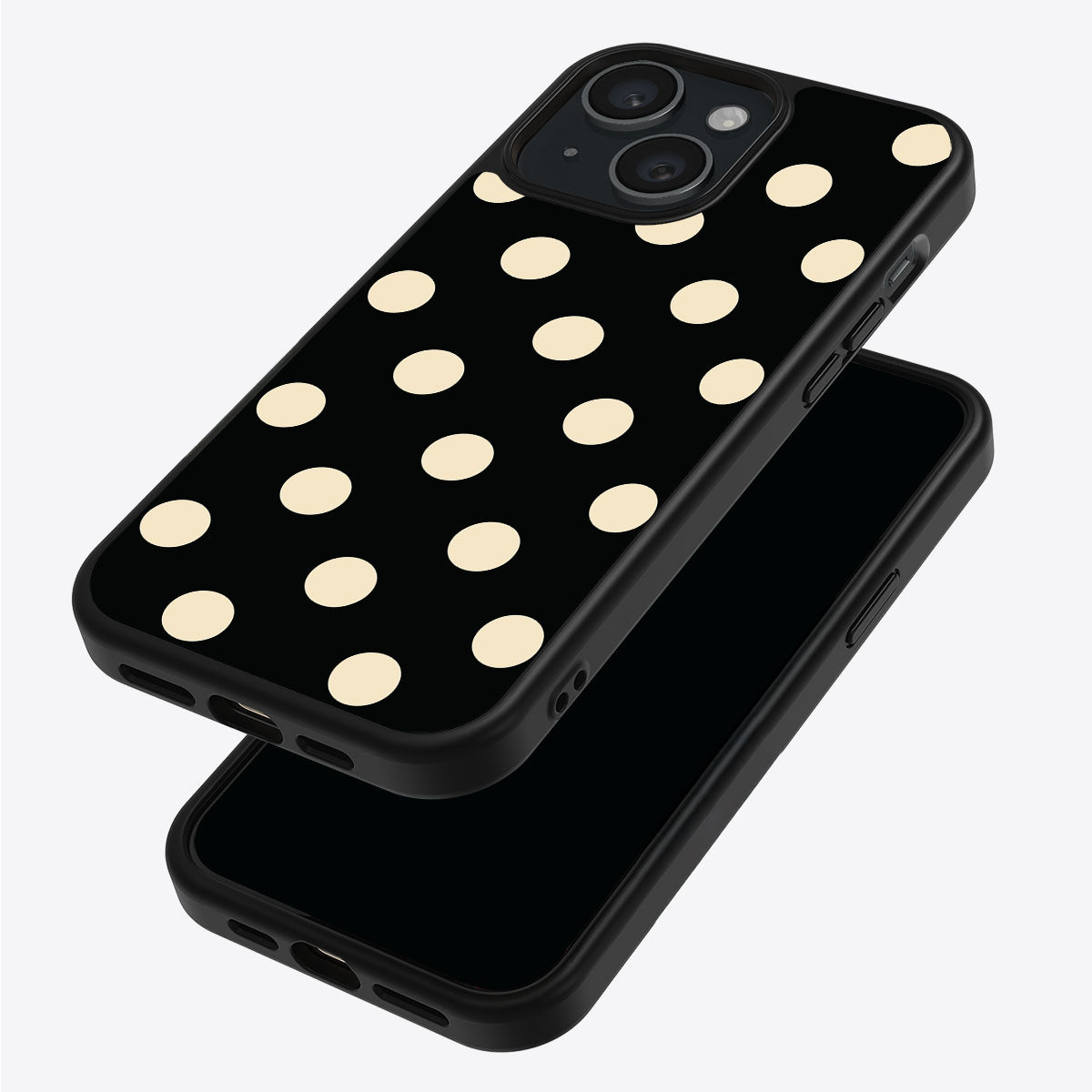 Noir Cream iPhone 15 case – back and side view