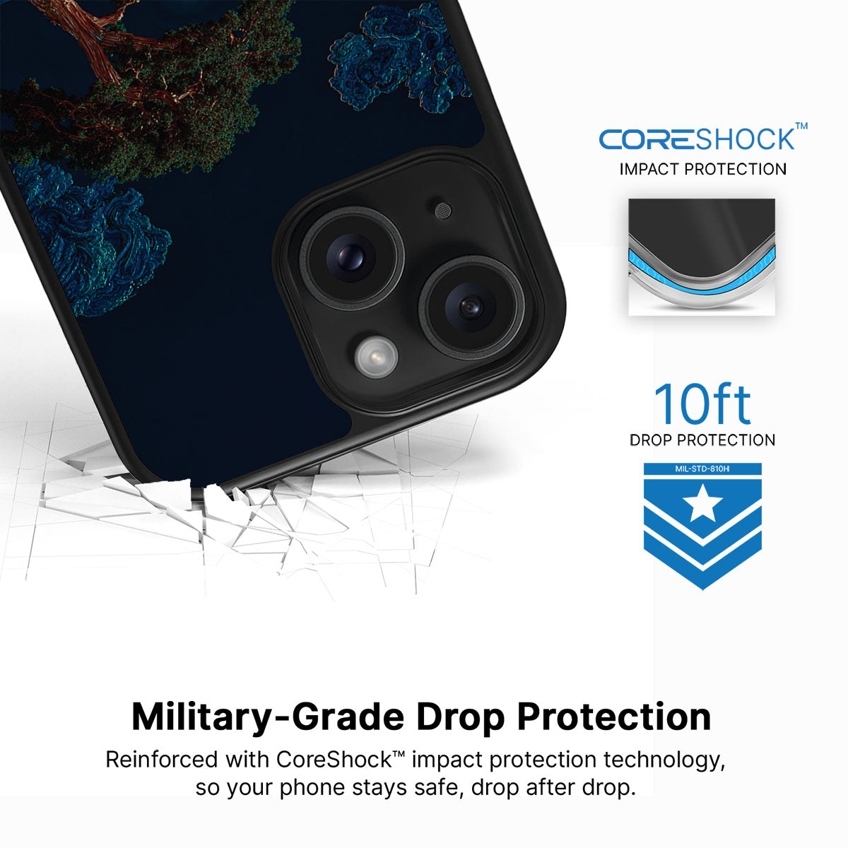Quiet Moon iPhone 15 case with drop protection