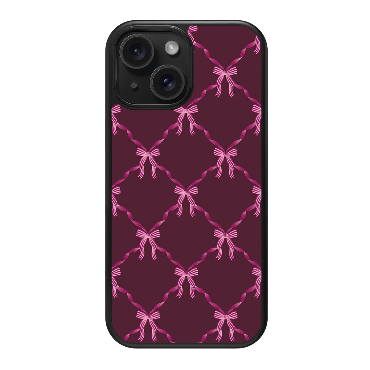 Bordeaux Bow design back view – iPhone 15 Plus case