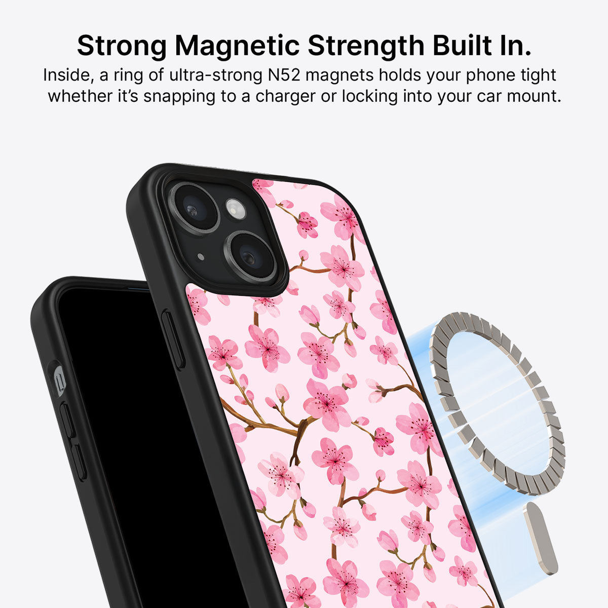 iPhone 15 Plus MagSafe case – Cherry Blossom design