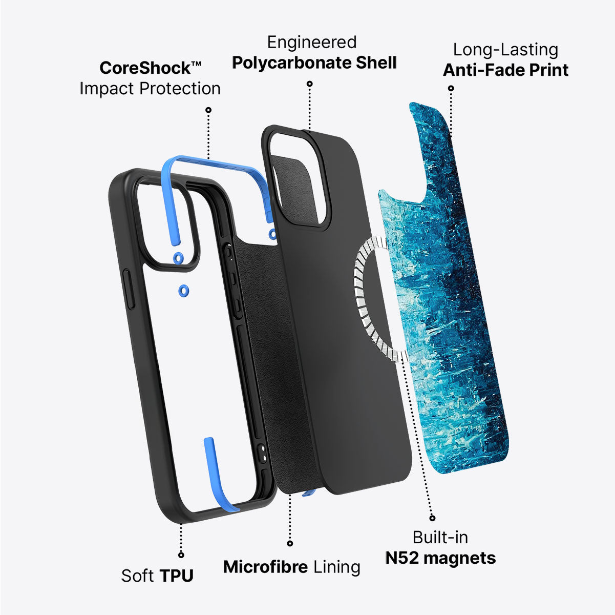 Indigo Impasto - iPhone 15 Plus Case #case type_core (magsafe)