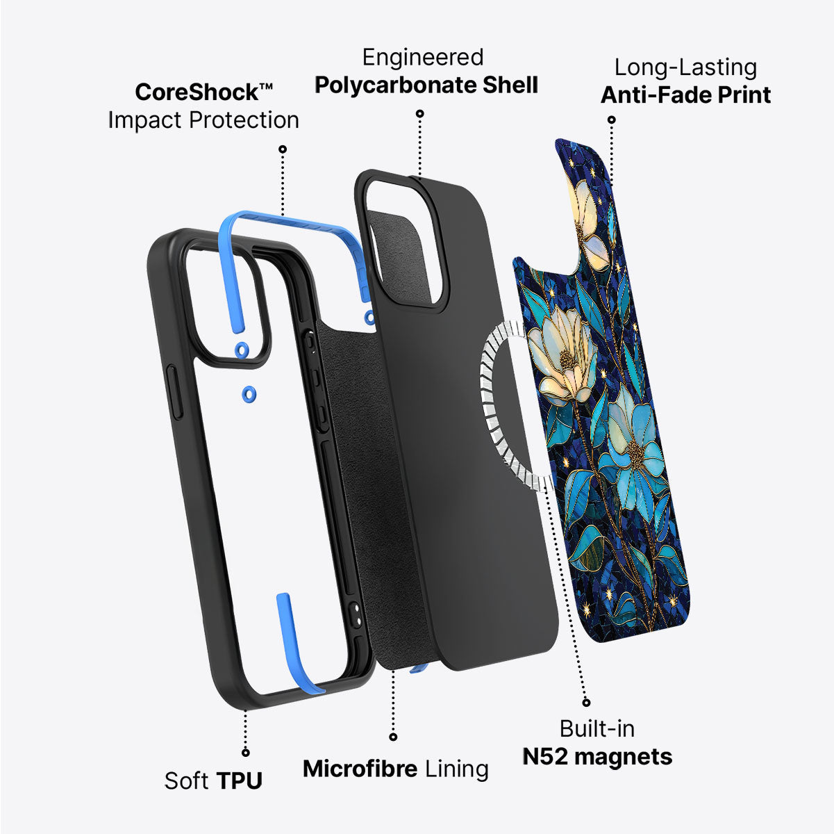iPhone 15 Plus Case with MagSafe – Midnight Magnolia