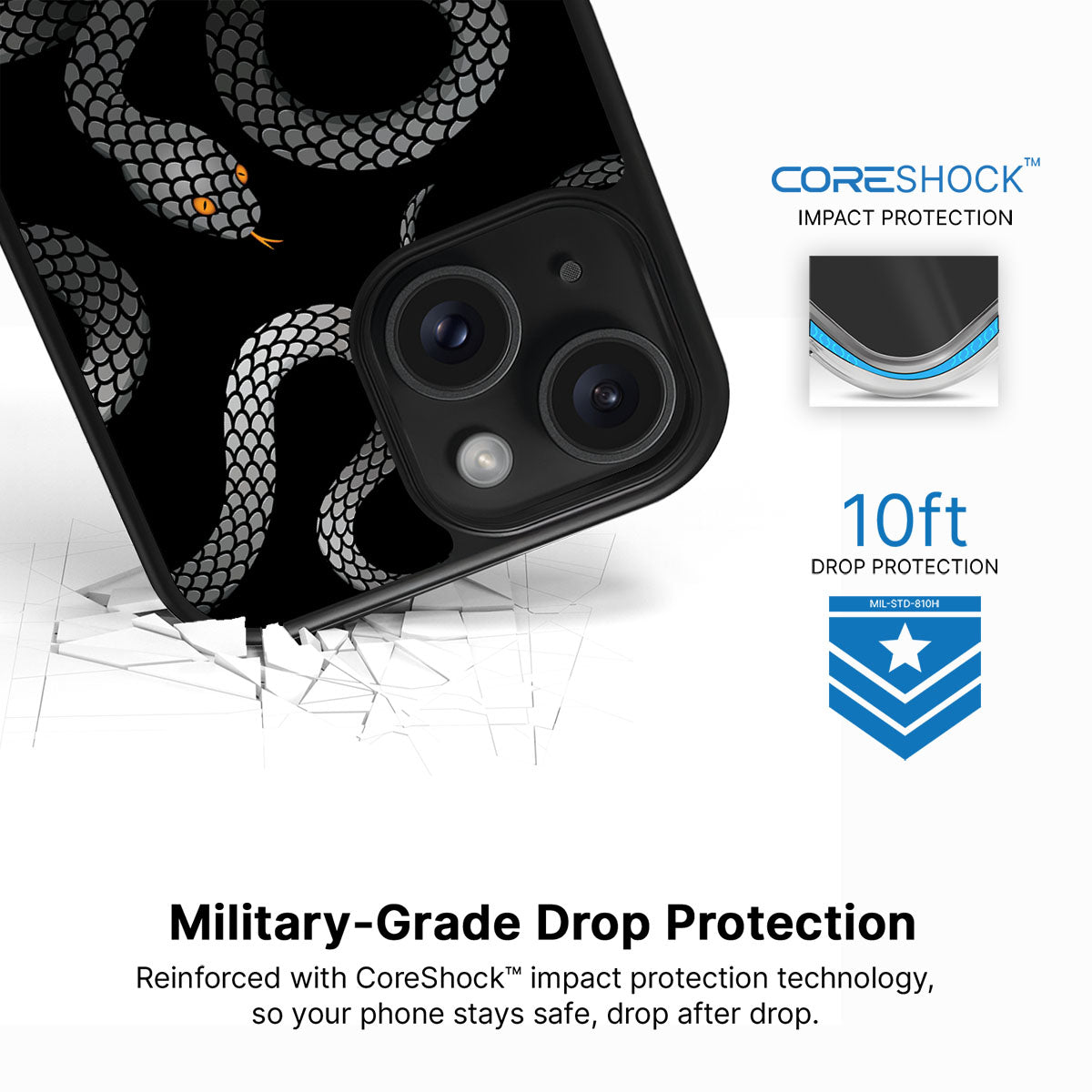 Noir Serpent - iPhone 15 Plus Case #case type_core (magsafe), #case type_core (non magsafe)