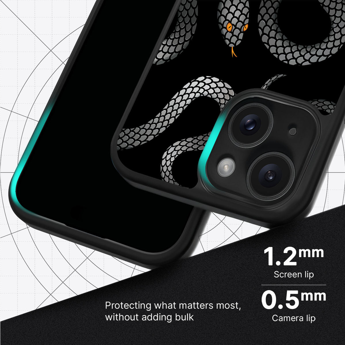 Noir Serpent - iPhone 15 Plus Case #case type_core (magsafe), #case type_core (non magsafe)