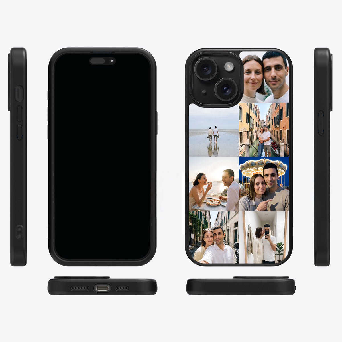 Personalised Photo Collage iPhone 15 Plus case – multi-angle view