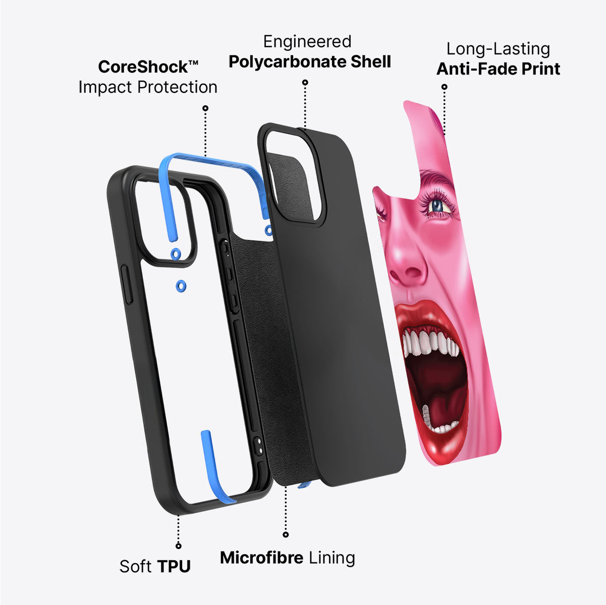 Pink Rage - iPhone 15 Plus Case #case type_core (non magsafe)