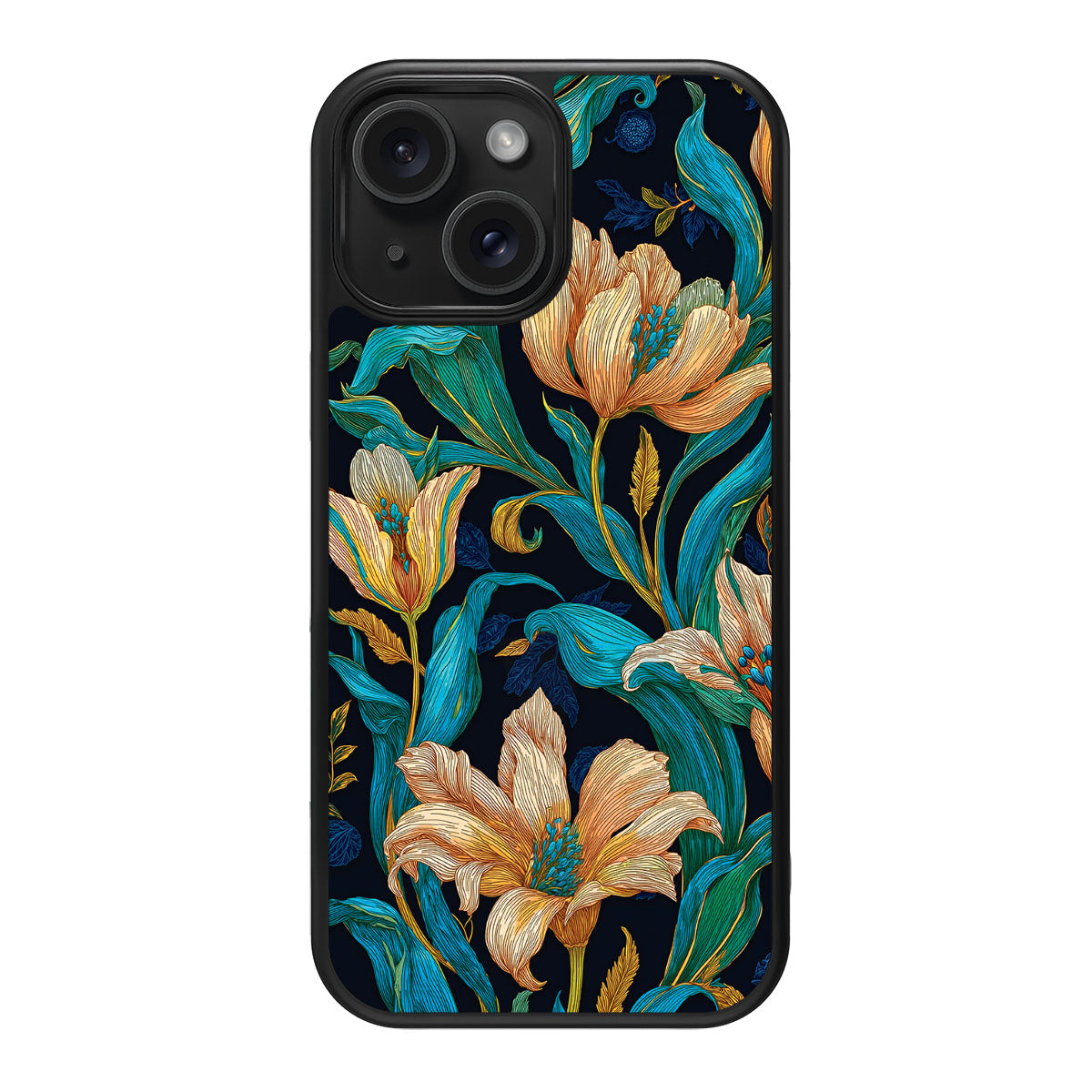 Blue Floral Designer iPhone 15 Plus Case – Tulip Play | MagSafe
