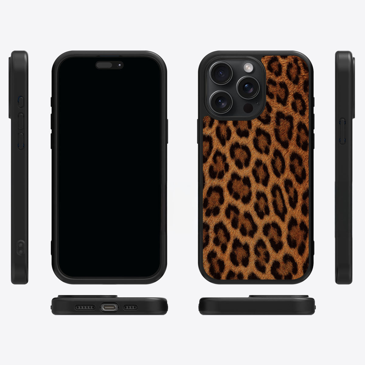 Classic Leopard iPhone 15 Pro case cover – multi-angle view
