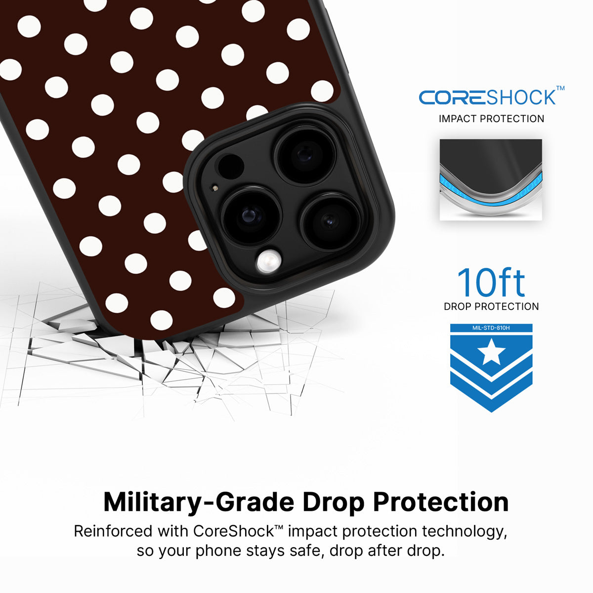 Cocoa Confetti iPhone 15 Pro case with drop protection