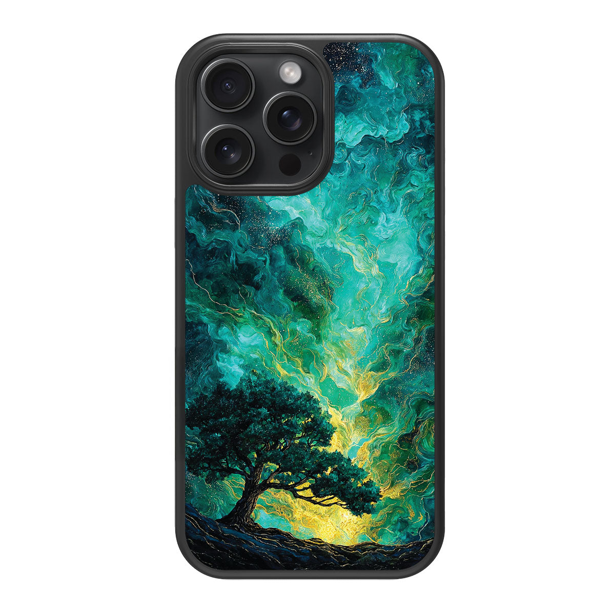 Emerald Storm design back view – iPhone 15 Pro case
