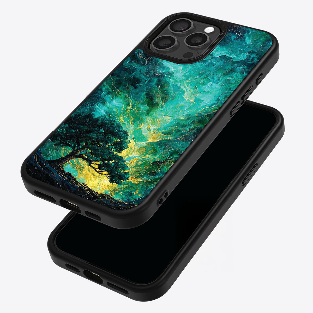 Emerald Storm iPhone 15 Pro case – back and side view