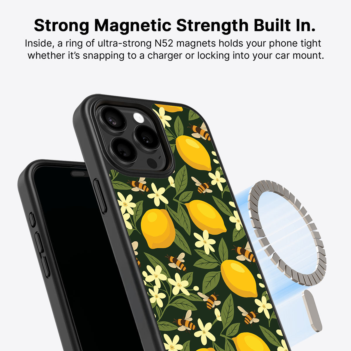 iPhone 15 Pro MagSafe case – Lemon and Bees design