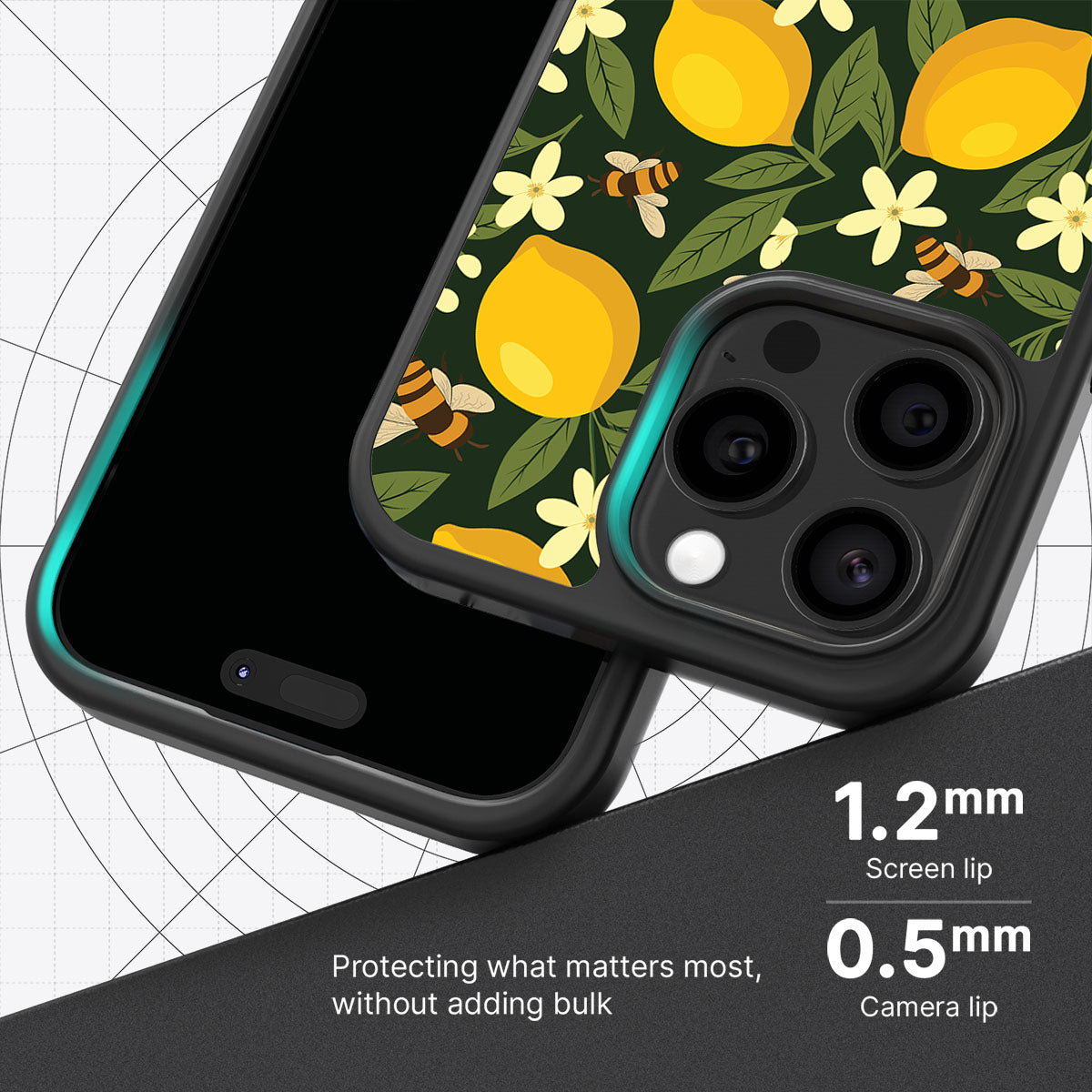 Lemon and Bees - iPhone 15 Pro Case #case type_core (magsafe), #case type_core (non magsafe)