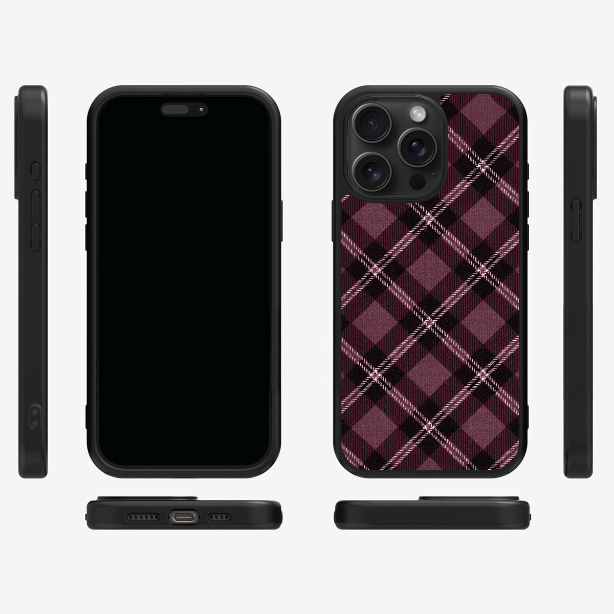 Merlot Weave iPhone 15 Pro case cover – multi-angle view