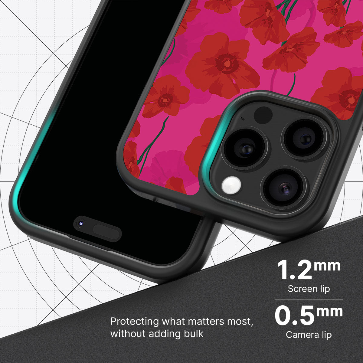 Pink Poppies - iPhone 15 Pro Case #case type_core (magsafe), #case type_core (non magsafe)